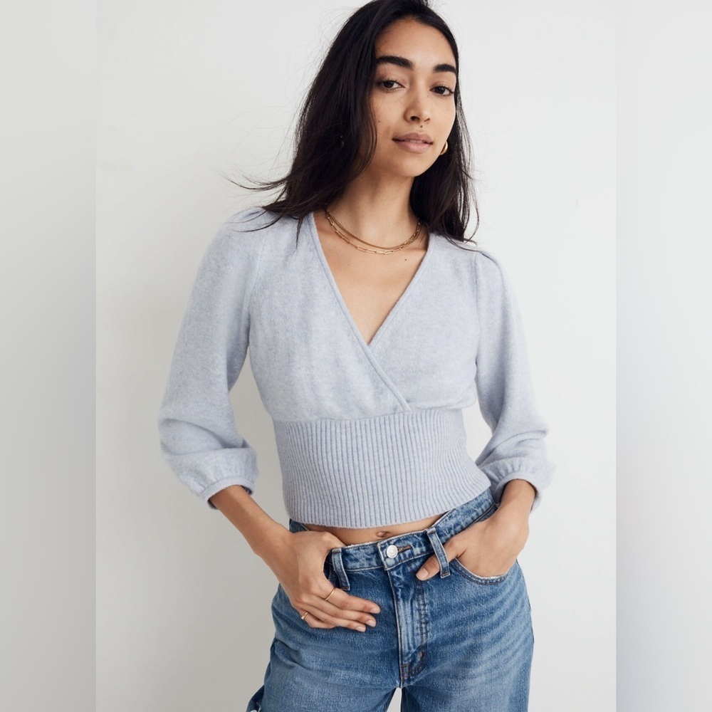 Madewell Wrap V-Neck Sweater in Coziest Yarn, Size S‎